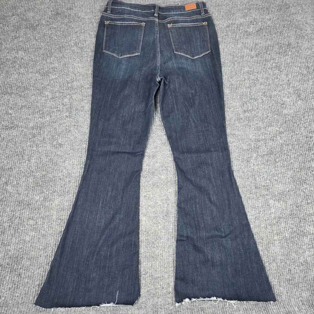 Judy Blue Los Angeles Dark Wash Flare Raw Hem Jeans Size 15/32(29) Blue Stretch